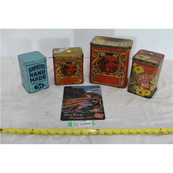 4 Vintage Tea Tins