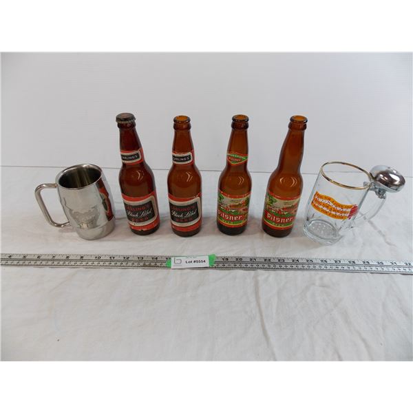 Ring for a beer mug, coors mug, Black Label +Pilsner Beer Bottles