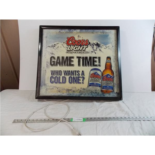 Coors light "Game Time" Wall hanging plastic light (working)- 27x24.5