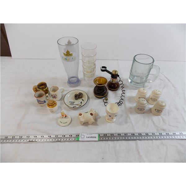 Miniature pottery/ceramics (nipawin sask), home made molson piece, beer bug