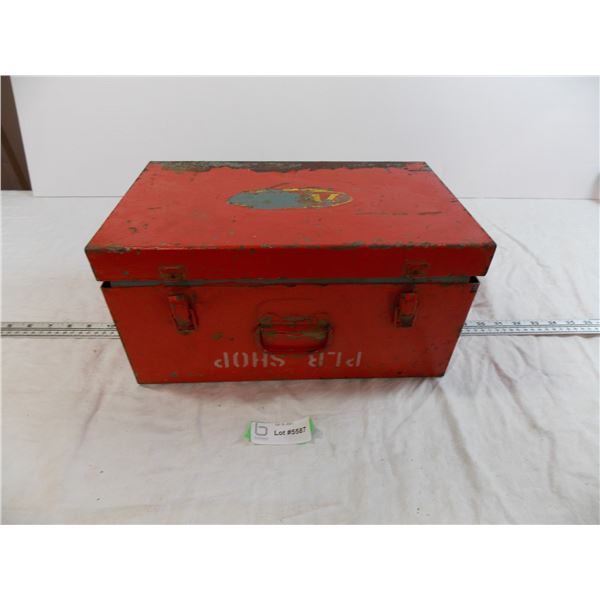 vintage metal tin toolbox - 14.5x9x7
