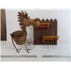 Image 1 : Tin horse planter + small wooden shelf