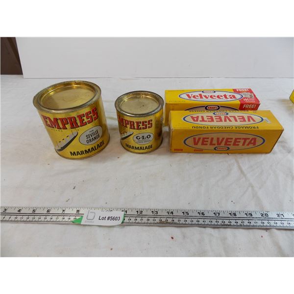 Empress Marmalade Tins + Velveeta cheese boxes