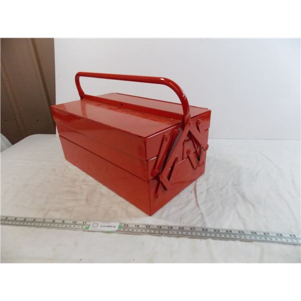 18" Metal Red Folding Tool Box