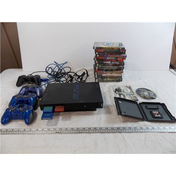 Sony PS2 with various games, controllers (missing AV cable)