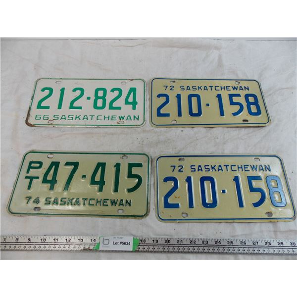 1966,74, matching 72 Sask License Plates