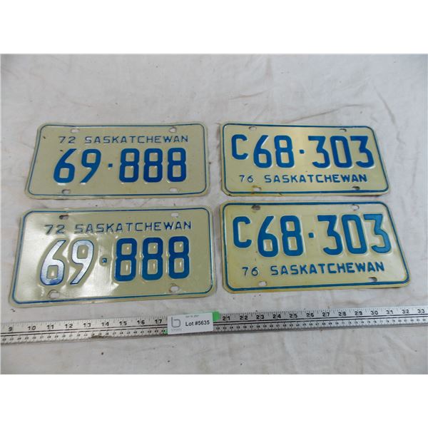 1972 + 1976 matching Sask License Plates
