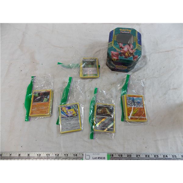 Pokemon Cards - 5 bags + a tin