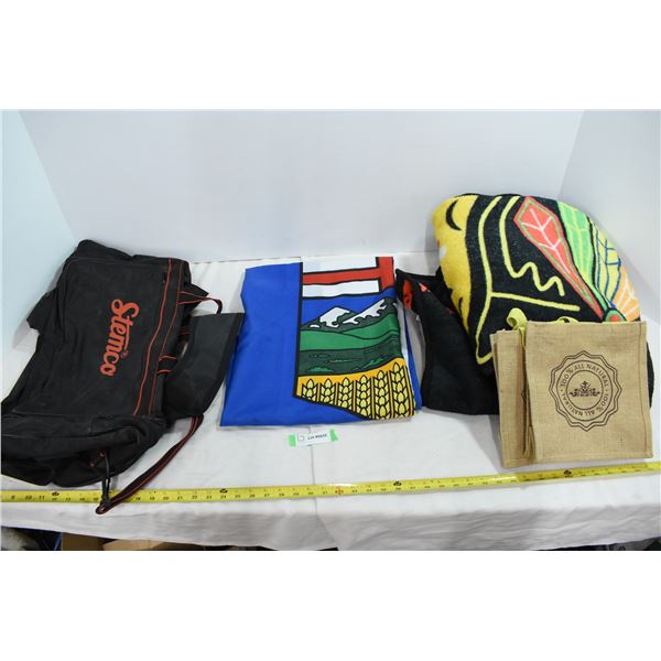 Chicago Blackhawks Blanket, Alberta Flag, Duffle Bag & 2 Sage Bags