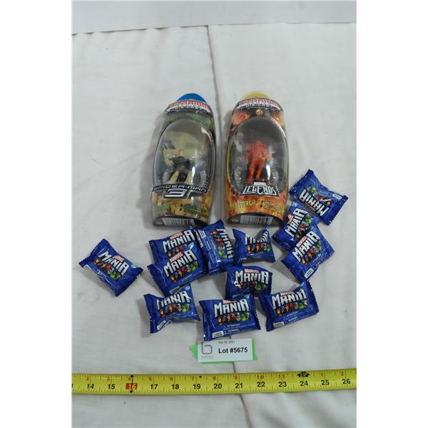 Marvel Diecast Human Torch & Sandman w/ Marvel Mania Micropopz