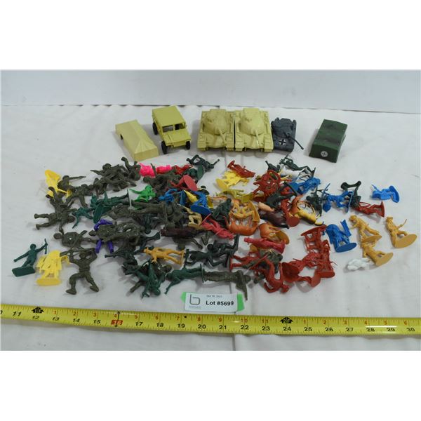 Plastic Western Figures + Toy Soldiers & Tanks