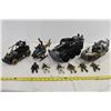 Image 1 : Military Action Figures w/ Tank, Boat, Helicopter, Jeep.