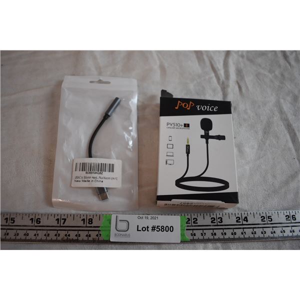 Lav Mic and USB-C to 3.5mm Adapter