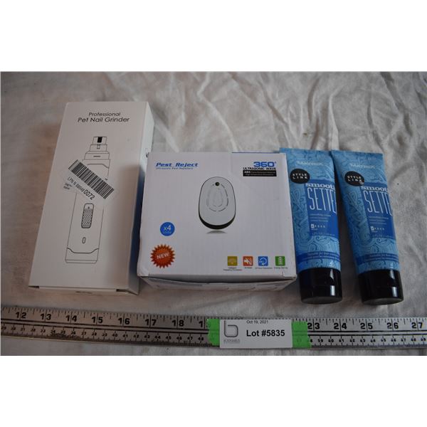 Pet Nail Grinder, Ultrasonic Pest Repellent, and Smoothing Cream