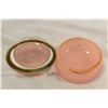 Image 3 : Pink Coloured Glass Trinket Jars, Brass Stand