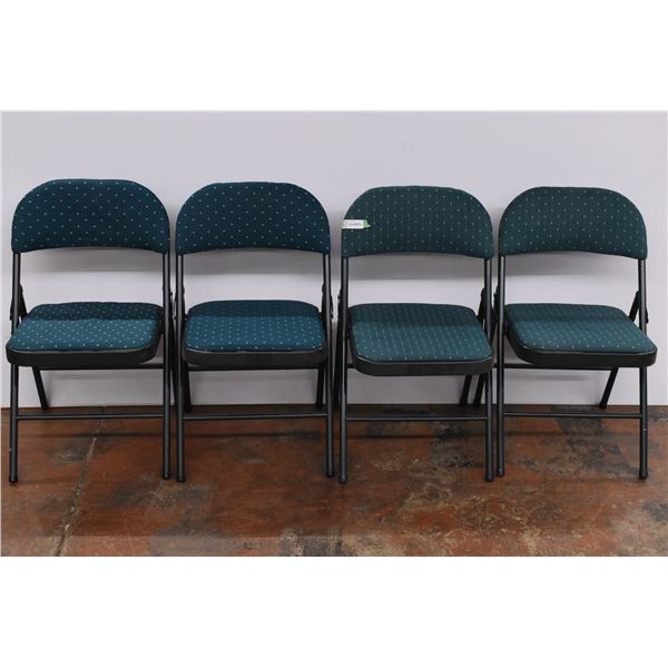 4 Green Folding Chairs