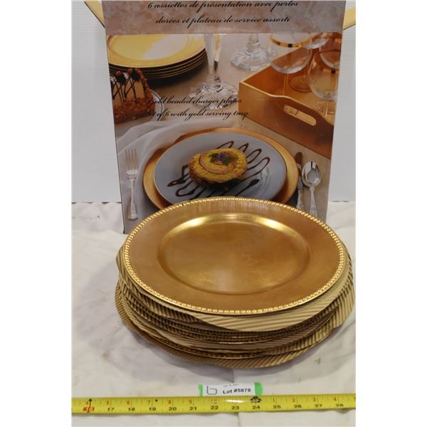 Gold Beaded Plastic Plates