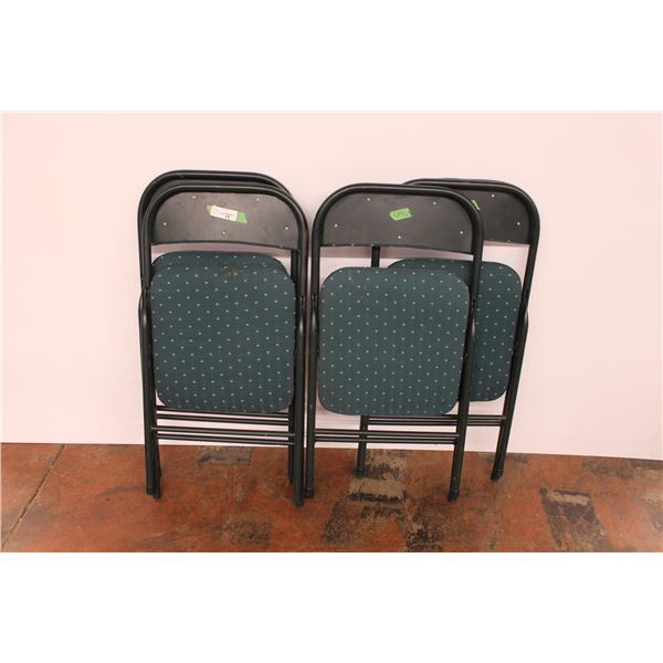 4 Green Folding Chairs