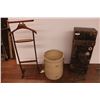 Image 1 : Suit rack, 10 gallon medalta crock, vintage wooden crate