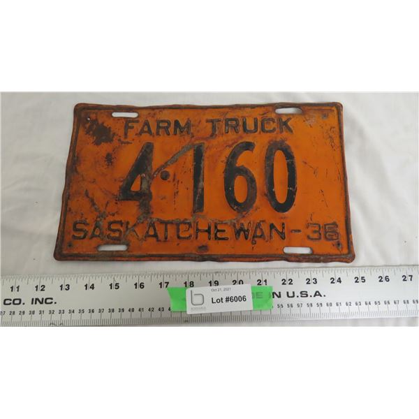 1936 Sask Farm License Plate