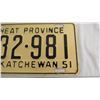 Image 3 : 1951 Sask License Plate