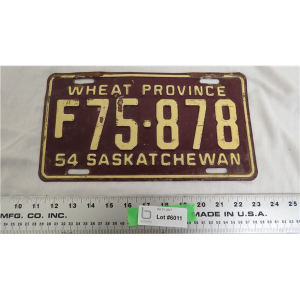 1954 Sask License Plate