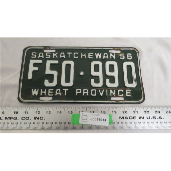 1956 Sask License Plate
