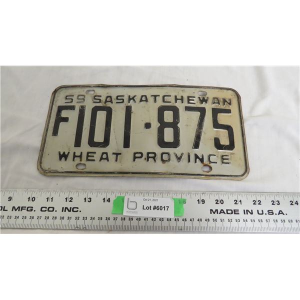 1959 Sask License Plate