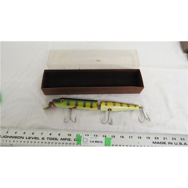 Vintage Wood Fishing with glass eyes + original box