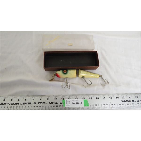 Vintage Wood Fishing with glass eyes + original box