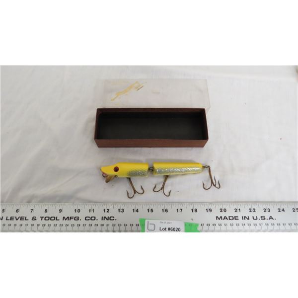 Vintage Wood Fishing with glass eyes + original box