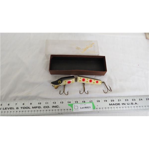 Vintage Wood Fishing with glass eyes + original box