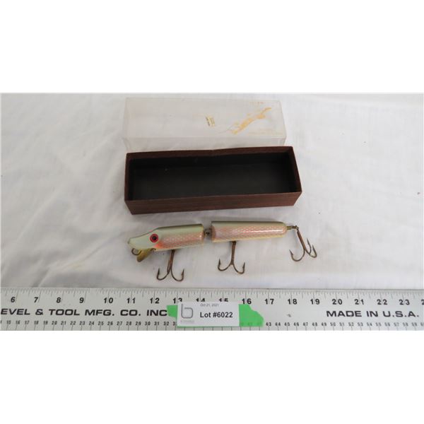 Vintage Wood Fishing with glass eyes + original box