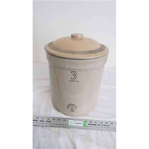 Medicine Hat Potteries 3 imperial Gal Stoneware Crock + lid