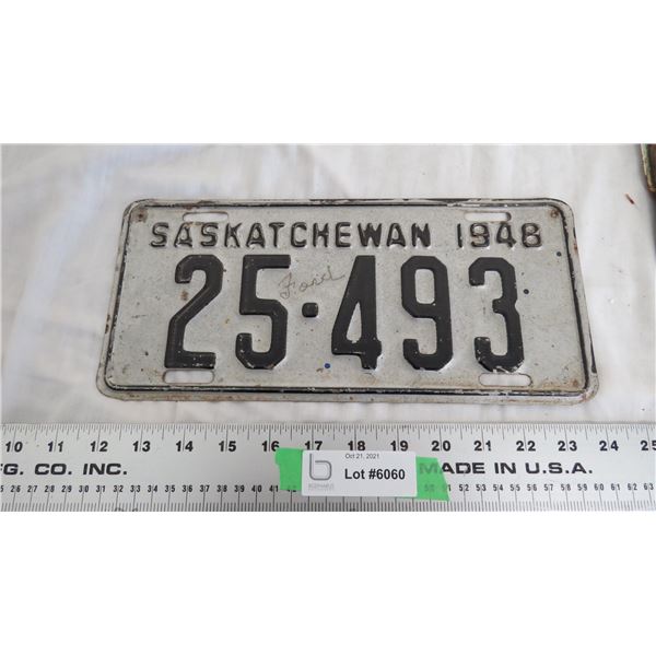 1948 Sask License Plate