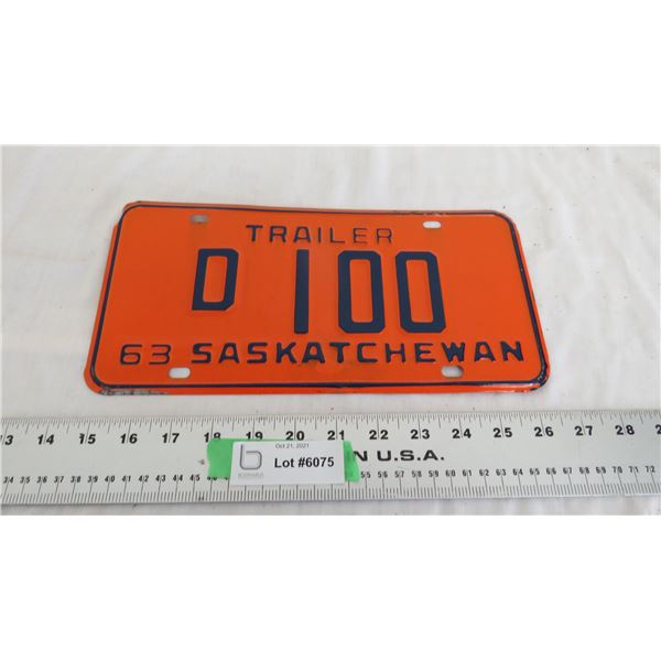 1963 Sask License Plate