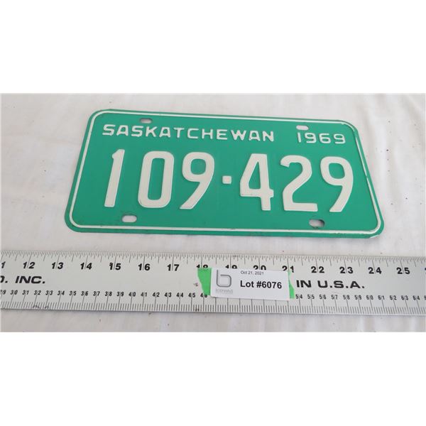 1969 Sask License Plate