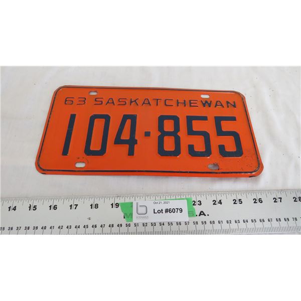 1963 Sask License Plate
