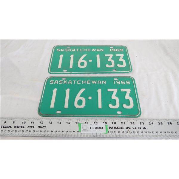 Pair of 1969 Sask License Plates