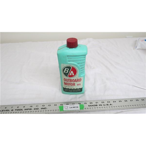 vintage B/A outboard motor oil 1imp Quart Plastic container