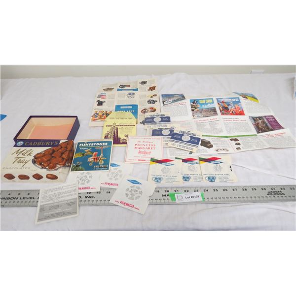 vitage fintstones, coronation, princess margaret Reels, plus reel list + vintage cadbury box