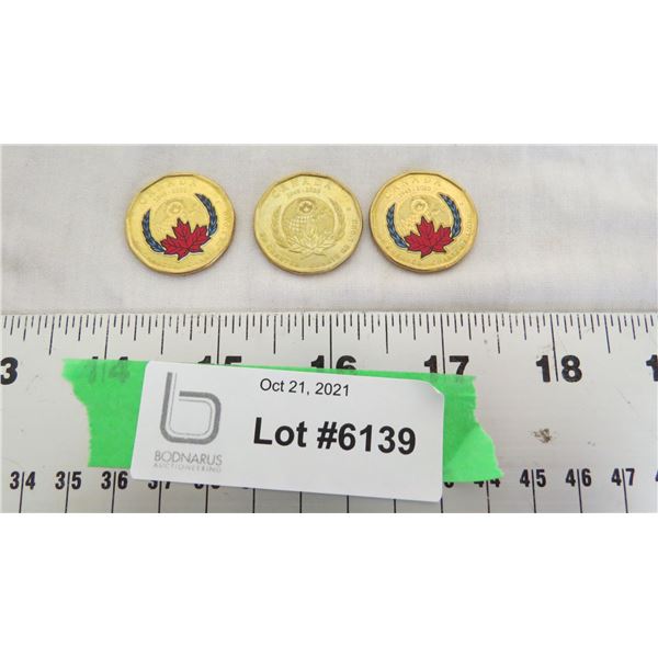 Canada 1945-2020 Loonies (2 colored,1 uncolored)