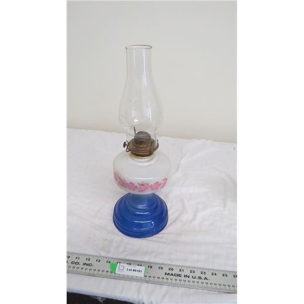 Vintage oil lamp Blue Base + shade