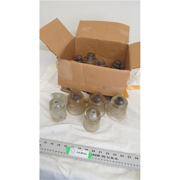 lot of clear glass insulators