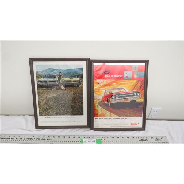 vintage pontiac + oldsmobile ads in frame 11.75x14.75