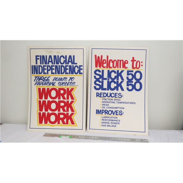 2X The Money - vintage cardboard ad signs