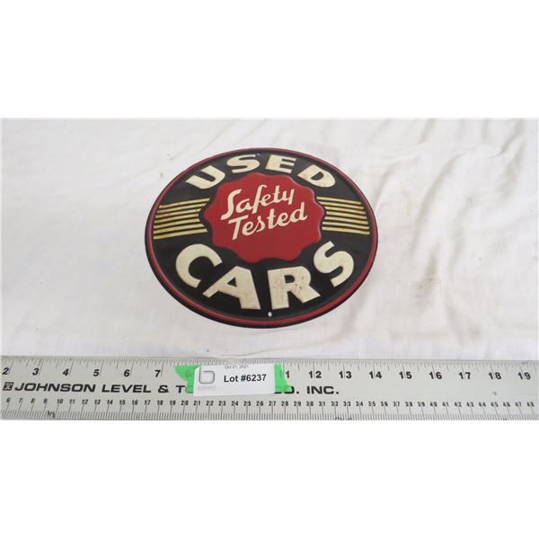 used cars tin sign - 9.75 diameter