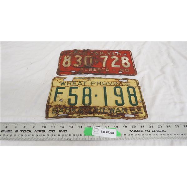 1953 Sask, 1960 Alberta license plates