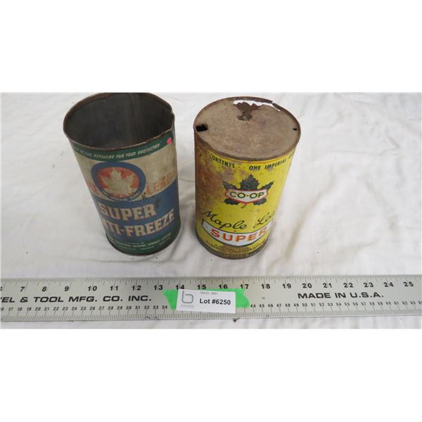 maple leaf/anti freeze oil quart tins - empty