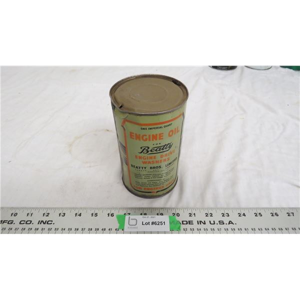 beatty bros engine oil 1 imp quart tin - empty